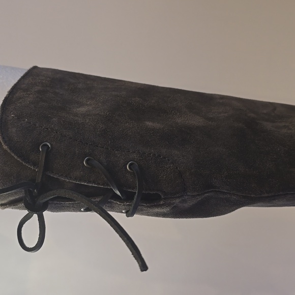 Born Boots Gray Knee High New 8 1/2 Cotto Suede Lace Up Back Side Zippper Grey - Picture 6 of 7